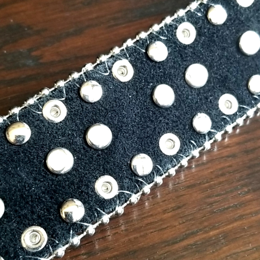 Genuine Leather Southwestern Interchangeable Buckle Rhinestone Silvertone - Picture 11 of 14